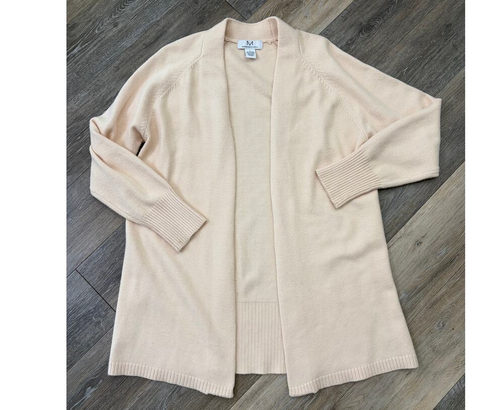 Magaschoni Open Front Cardigan Medium Cream Lightweight Luxury
